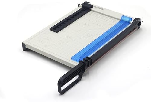 Inch Scale Cutting Plate 12" Paper Cutter – Solid Metal Base, Sharp Blade for Trimming Photos, Cards, Labels – 12-Sheet Capacity – Ideal for Office, School, Home Use (White)