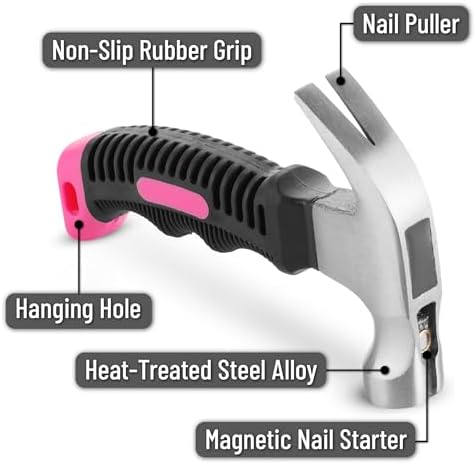 Mr. Pen- Claw Hammer, 8oz, Pink, Magnetic