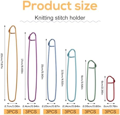18 Pcs Knitting Stitch Holders, Yarn Stitch Holder Stitch Holders for Knitting Cable Needles Colorful Aluminum Crochet Stitch Holders Markers for Sewing Crocheting Supplies Tools Accessories