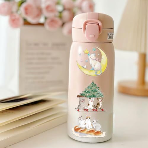 50PCS Transparent Cat Stickers, Fun Cute Cat Stickers | Waterproof Clear Cartoon Pet Stickers for Laptop, Water Bottle, Scrapbook, Guitar, Luggage, Cute Meme Kitten DIY Crafts