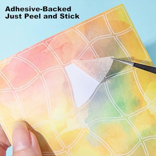 30 Sheets Puzzle Pre-Cut Washi Stickers, Featuring Abstract Watercolor, Pastel Gradient and Geometric Designs for Scrapbooking, Bullet Journaling, DIY Crafts