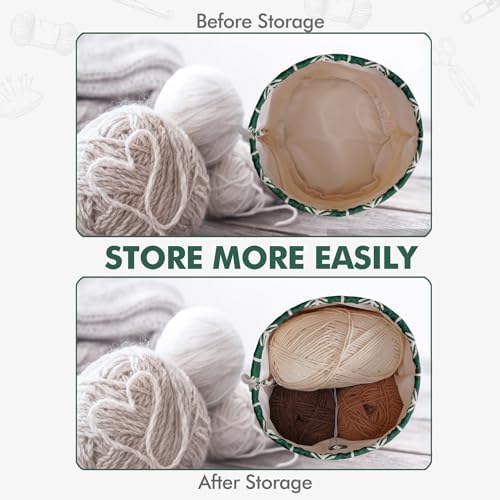 TOGETRUE Yarn Bag, Small Knitting Crochet Bag, Portable Yarn Storage Bags Organizer for Crocheting Project, Store Skein Ball, Short Knitting Needle (Green)