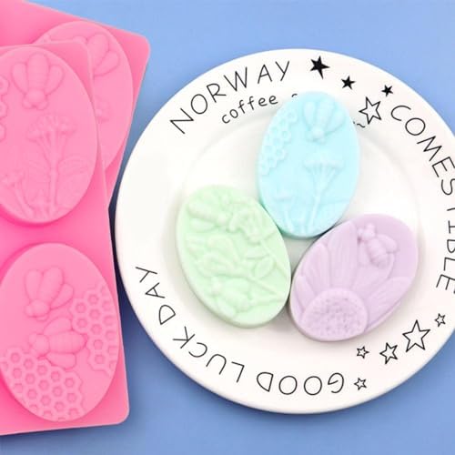2 Pcs Honeycomb Soap Molds Bee Honey Silicone Molds Cake Molds Beehive Chocolate Mold Set for Home Handmade DIY Candle Muffin Baking Tray Lotion Bars Wax Melts Beeswax Tool (Pink)