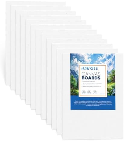 Canvas Boards for Painting 5X7-100% Cotton 12 Pack Canvas Panels for Acrylic, Oil, and Watercolor - Ideal for Artists and Hobbyists