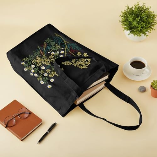 ERKOON Canvas Tote Bag Embroidery Kit for Beginners, Floral Arts Crafts Cross Stitch Kits for Adults Including Stamped Embroidery Bag with Hoops, Needle, Instruction and Color Threads(Chamomile)
