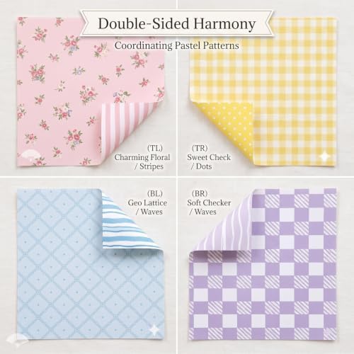 60 Sheets Scrapbook Paper, 5.5x8.3in Double Sided Multiple Grid Patterns Craft Paper for DIY Scrapbook Supplies Albums Travel Diaries Greeting Cards Gift Tags Photo Books Decor Origami Crafts