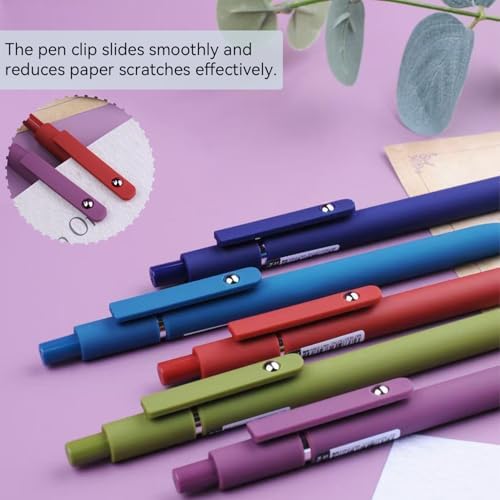 ACEES Gel Pens, 5 Pcs Retractable Quick Dry Black Ink Pen, 0.5mm Fine Point