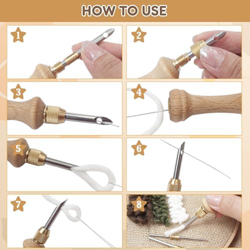 Punch Needle Tool with 5 Needles and Storage Box,Adjustable Needle Punch