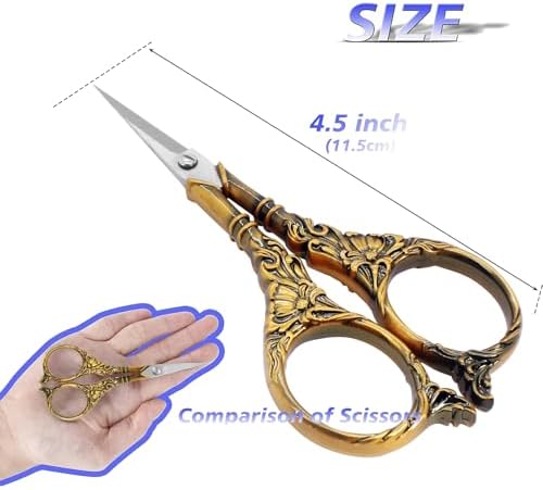 BIHRTC 4.5Inch Small Sharp Pointed Stainless Steel Scissors Craft Cross