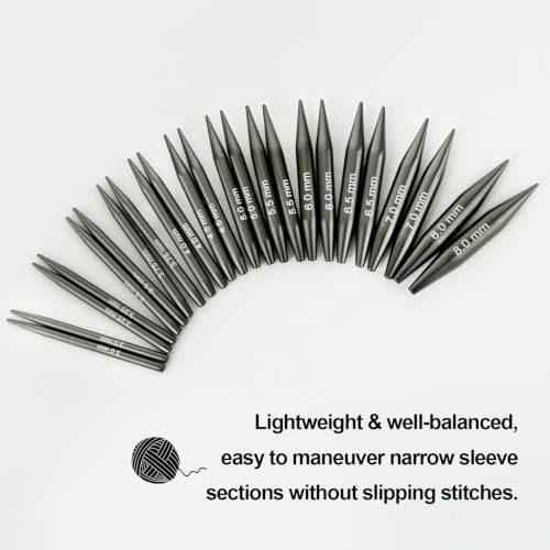 Hzkokon 2.17 Inch Short Interchangeable Knitting Needles (Gunmetal Gray)