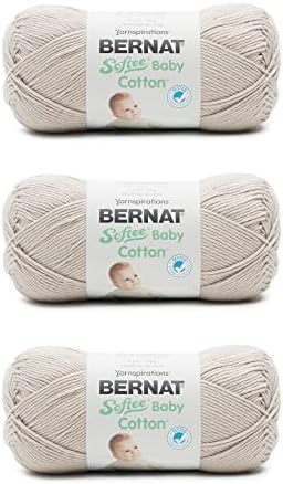 Bernat Softee Baby Cotton Yarn for Crocheting Soft, Feather Gray, 3-Pack