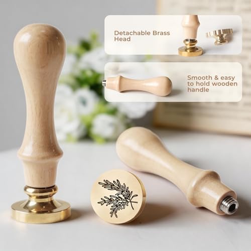 Rosemary Wax Seal Stamp, 3D Embossed Relief Carving Head and Wood Handle for Wax Seal Stamp Kit, Decor ffor Thanksgiving Card/Envelope/Gift Wrap/Wedding Engagement Party Invitation