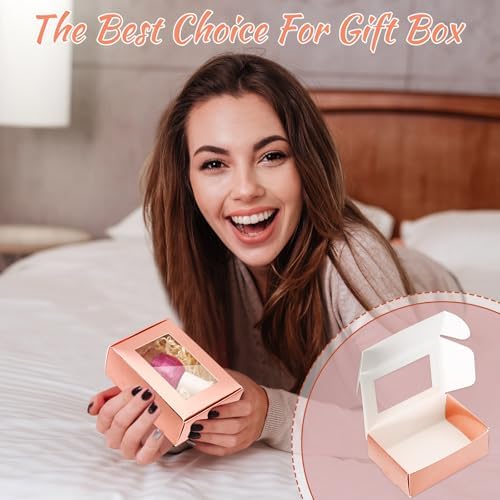 Zonon 30 Pcs Mini Kraft Soap Boxes with Window Homemade,Rose Gold