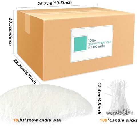 pliadvbu 10 lb Wax Sand DIY Pearl Candle Kit, 100 Wicks, Natural Pearl Wax, Reusable, Unscented Powder for Making, Weddings and Parties