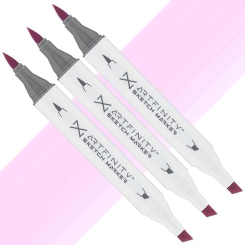 Artfinity Sketch Markers - Set of 3 - Deco Pink V1-2, Vibrant, Professional, Dye-Based Alcohol Markers for Artists, Drawing, Travel, & More