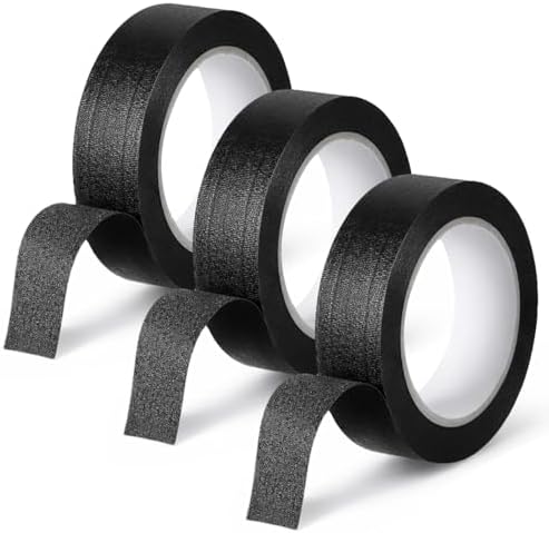 Ymapinc 3 Rolls Black Washi Tape Set 33Yds, 0.59Inx11Yds Thin Craft Masking Scrapbooking Tape, Decorative Tapes Pack, Washi Tapes for Scrapbooking/Book/DIY Craft/Journal/Gift Wrapping Art