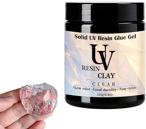 UV Clay Clear Polymer Resin for 3D Crafts, DIY Jewelry Making, Silicone Molds, UV Curing, Crystal Clear Casting, Miniature Art, and Handmade Resin Projects (8.8oz)