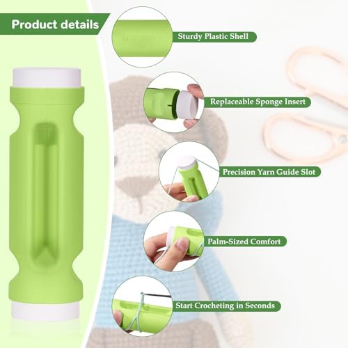 Crochet Loop Guide for Beginners, Crochet Holder with 6 Replaceable Sponges