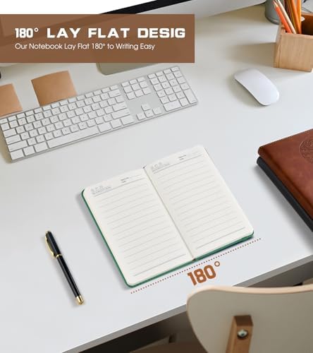 Biuwory A6 Leather Pocket Notebook, 140 Lined Pages Hardcover Small Journal | 3.7"×5.7" Vintage Leather Journal for Women Men Writing, College Ruled Mini Notepad for Notetaking, Travel, Work, School