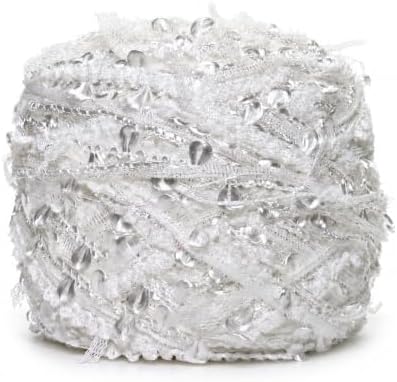 Soft Fancy Yarn for Crochet and Knitting, Novelty Art Yarn for DIY Crafts, Textured Decorative Yarn for Weaving, Handmade Projects and Home Decor (Pearl Silver)