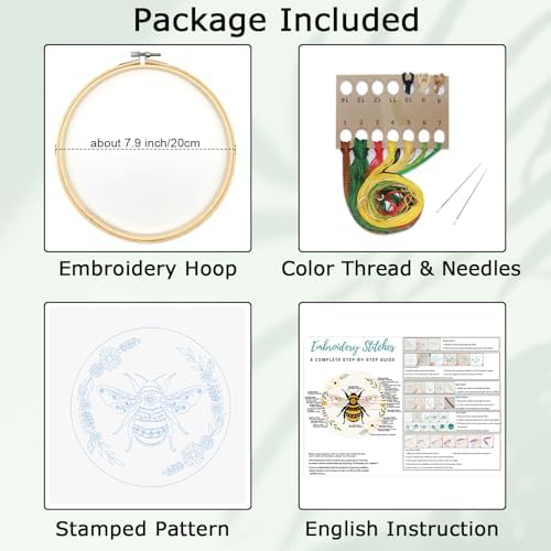 Louise Maelys Bee Embroidery Kit for Beginners Cross Stitch Kit for Adults