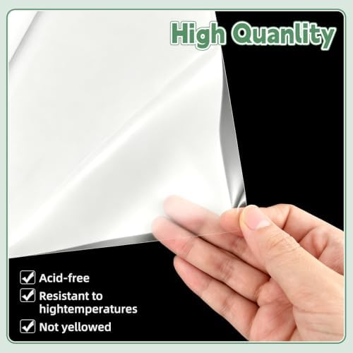 40 Sheets A4 Size 8.3x11.5 Inch Clear Double Sided Adhesive Tape Sheets, Super Strong Sticky Tape, DIY Art, Craft, Home Decorative Tape with White Liner