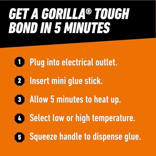 Gorilla Mini Hot Glue Gun Kit, Dual Temp, Includes 30 Sticks