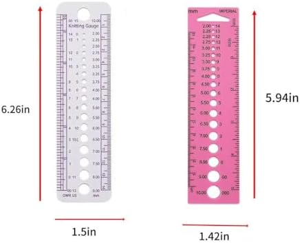 4 PCS Plastic Knitting Needle Gauge Measuring Tool, Knitting Needle Sizer & Crochet Gauge Measuring Tool, Knitting Tools and Accessories for Sewing (White & Pink)