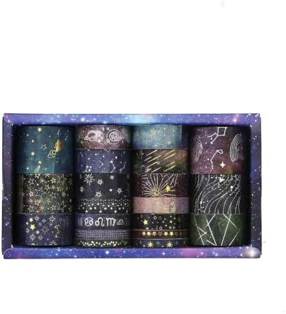 Galaxy Washi Tape Set - 20 Rolls Vast Universe Gold Foil Adhesive Tapes Star Arts Decorative Masking Tape Sets for Craft, Kids, Scrapbook, DIY, Gift Wrapping (2 Horoscope)