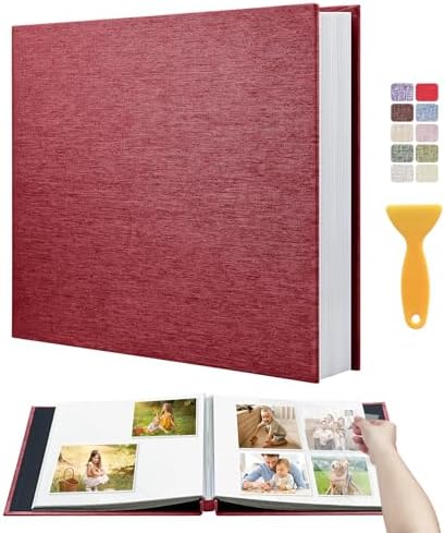 Large Photo Album 20 Sheets/ 40 Pages Self Adhesive Scrapbook Album for 4x6 5x7 8x10 Pictures DIY Photo Book as Scrapbooking Supplies, Birthday Gifts for Women Mom Wedding Baby Family Travel
