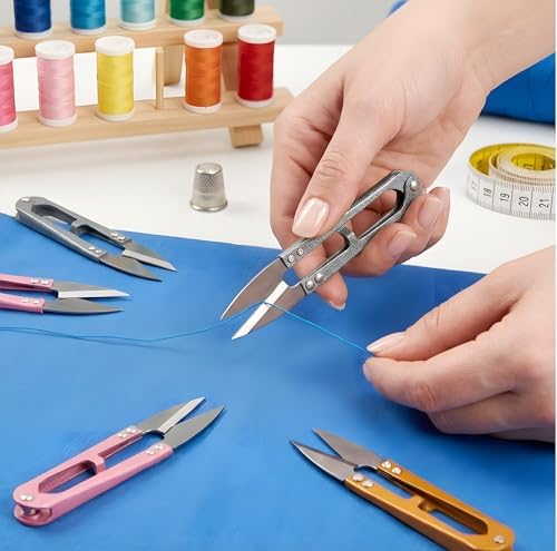 6 Pcs 4.1 Inch Sewing Scissors Thread Snips, High-Carbon Steel Yarn Snips, Thread Snippers, Sewing Snips Thread Cutter Scissors for Stitch, Knitting, Mini DIY Supplies, Crafts