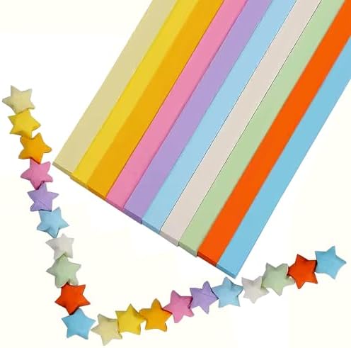 Origami Paper Stars, Colorful Handcraft Origami Lucky Star Paper DIY Paper Arts Creativity Hand Art Crafts (10-color mix (1350) sheets)