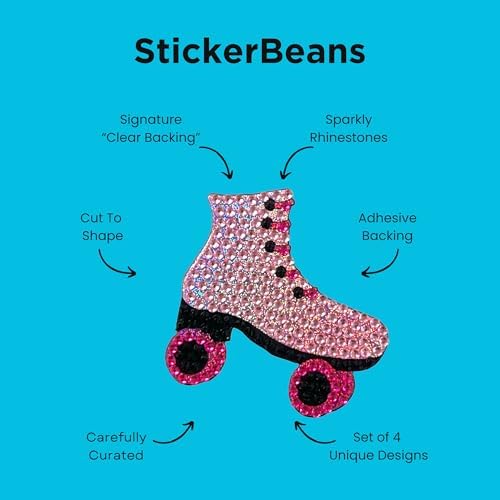 StickerBeans® Rhinestone Stickers Retro Sticker Pack, 2” x 2” Each Unique Sparkly Cut-to-Shape for Collecting, Trading, Decorating Laptops, Phone Cases, Scrapbooks