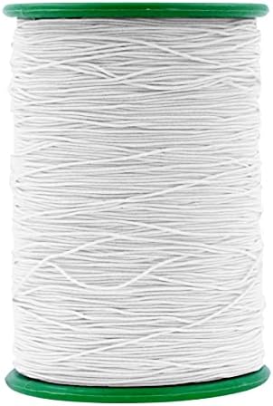 Mandala Crafts 0.6mm White Shirring Elastic Thread for Sewing, 546 Yards