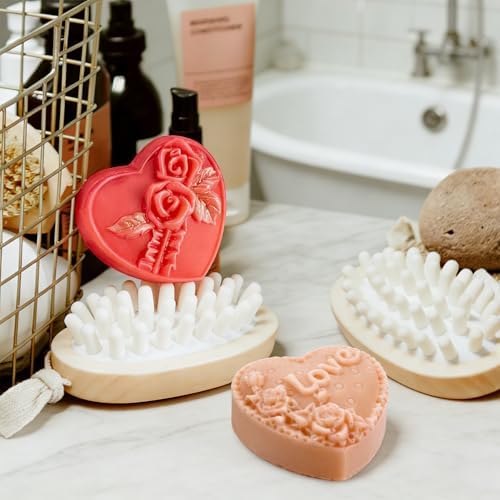 Silicone Heart Molds, 4 Types 3D Heart Shaped Soap Molds Love Chocolate Molds Silicone Molds for Soap Making Candy Cake Candle Wedding Valentine's Gift