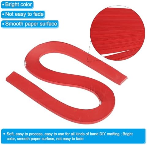 PATIKIL 240pcs Quilling Strips Paper 3/16"(5mm) 21"(54cm) Origami Paper Quilling Strip for Art DIY Hand Craft Christmas, Bright Red