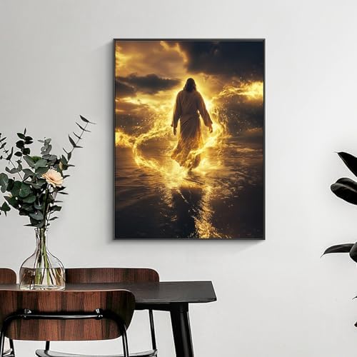 Yezavesu Jesus Diamond Art Kits for Adults Beginners 12x16 Inch | Jesus Diamond Painting Kit, DIY 5D Full Round Drill Gem Art, Stress Relief Craft Kits, Home Wall Decor Gift