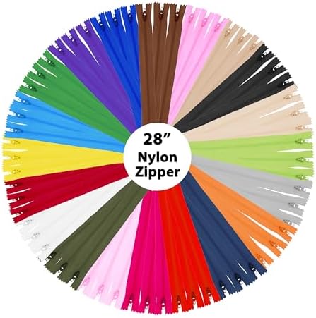 Mandala Crafts 40 PCs Assorted Closed-End 28 Inch Nylon Zippers for Sewing