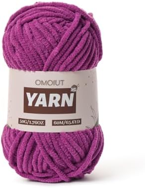 Plush Chenille Chunky Crochet Yarn - Baby Yarn for Crocheting Soft - Velvet Yarns Knitting for Blankets Crafts - Fluffy Amigurumi Yarns 50g / 65.6yd (Dark Purple)