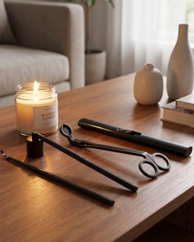 YOUTUOY 4 in 1 Candle Accessory Set, Matte Black