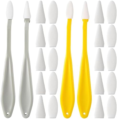 HINZIC 2 Sets 44pcs Sketch Drawing Tools, Paper Art Blending Blenders Stumps Sketch Trimmer Erase Sponge Wiper Pencils for Students Artist Charcoal Painting Brush(Gray, Yellow)