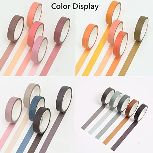 20 Rolls Washi Tape Set,10 mm x 5m Decorative Colored Masking Tapes for Scrapbooking, Junk Journal, Planners, DIY Crafts, Gift Wrapping