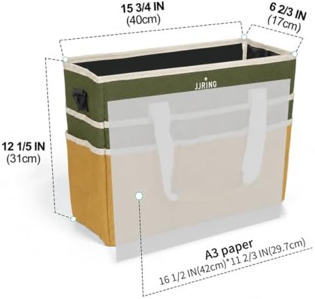 JJRING Craft Organizer Tote Bag Large Art Storage Caddy Dark Green&Brown | With Multiple Pockets For Sewing, Scrapbooking, School, Medical, And Office Supplies