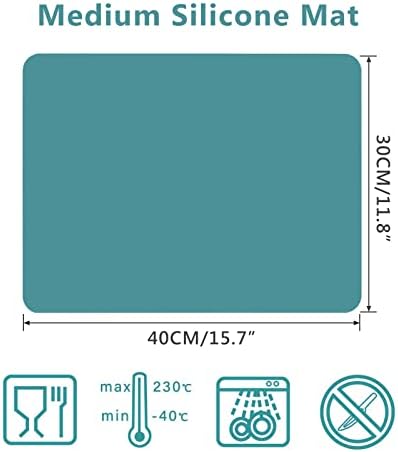 Gartful 3PCS Silicone Sheet for Crafts, Epoxy Resin Casting Molds Mat, Multi-Purpose Counter Protector, Table Saver Pad, Placemat, Art Mat, Nonskid Nonstick, Black Green (15.7 x 11.8 inches)