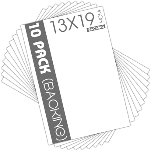 Mat Board Center 13x19 Backing Boards, 10 Pack White Backboards for Frames
