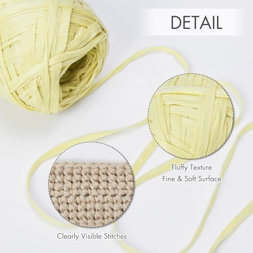 NICEEC 6 Skeins Soft Tape Yarn-Pale Yellow