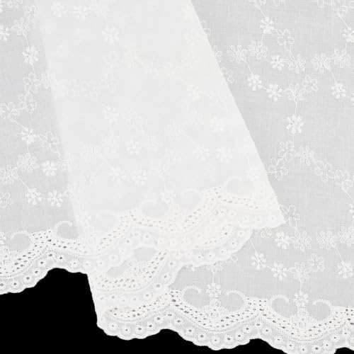 53.15 Inch White Floral Eyelet Fabric by The Yard for Sewing