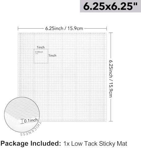 BAOFALI 6.25x6.25inch Low Tack Sticky Mat with Grid for Stamping Stenciling Ink Blending Clear Photopolymer Craft Low Tacky Mat Stamp Mat and Fixed Stamp Blending DIY Projects Paper Card Scrapbooking