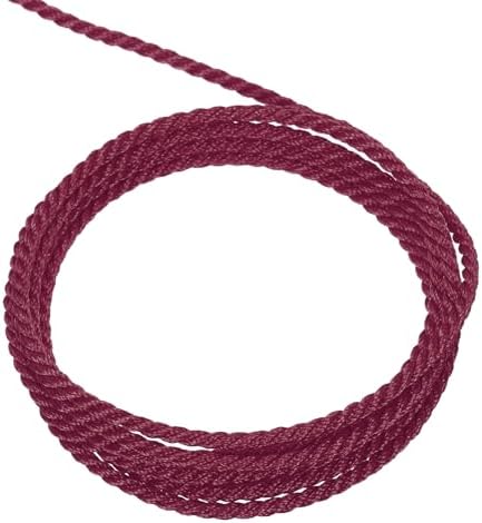 MECCANIXITY Twisted Cord Trim, 11 Yard 2mm 3-Ply Twine Braided Rope Shiny Thread String for Craft Gift Bag Curtain Christmas Decor, Wine Red - 10m