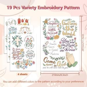 peacoblue Bible Verses and Flower Stick and Stitch Embroidery Patterns